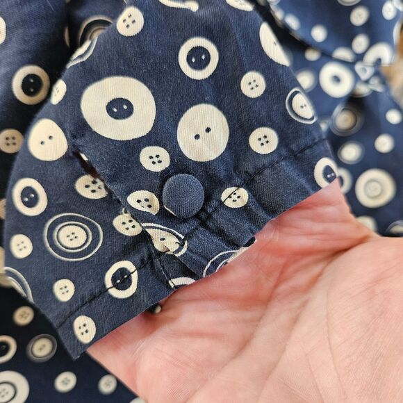 Vtg Jos A Bank Clothiers Womens Blouse 8 Silk Blend Button Print Back Buttons - Picture 4 of 8
